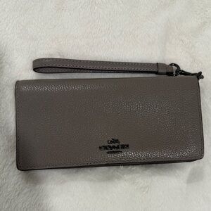 Coach Taupe Leather Wristlet